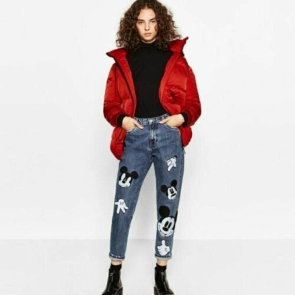 ZARA DISNEY MICKEY DENIM BLUE MOM JEANS